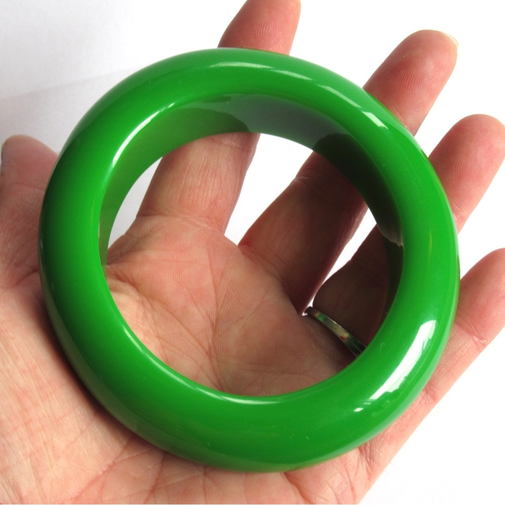 Vintage Bracelet Chunky Resin Green Jewelry